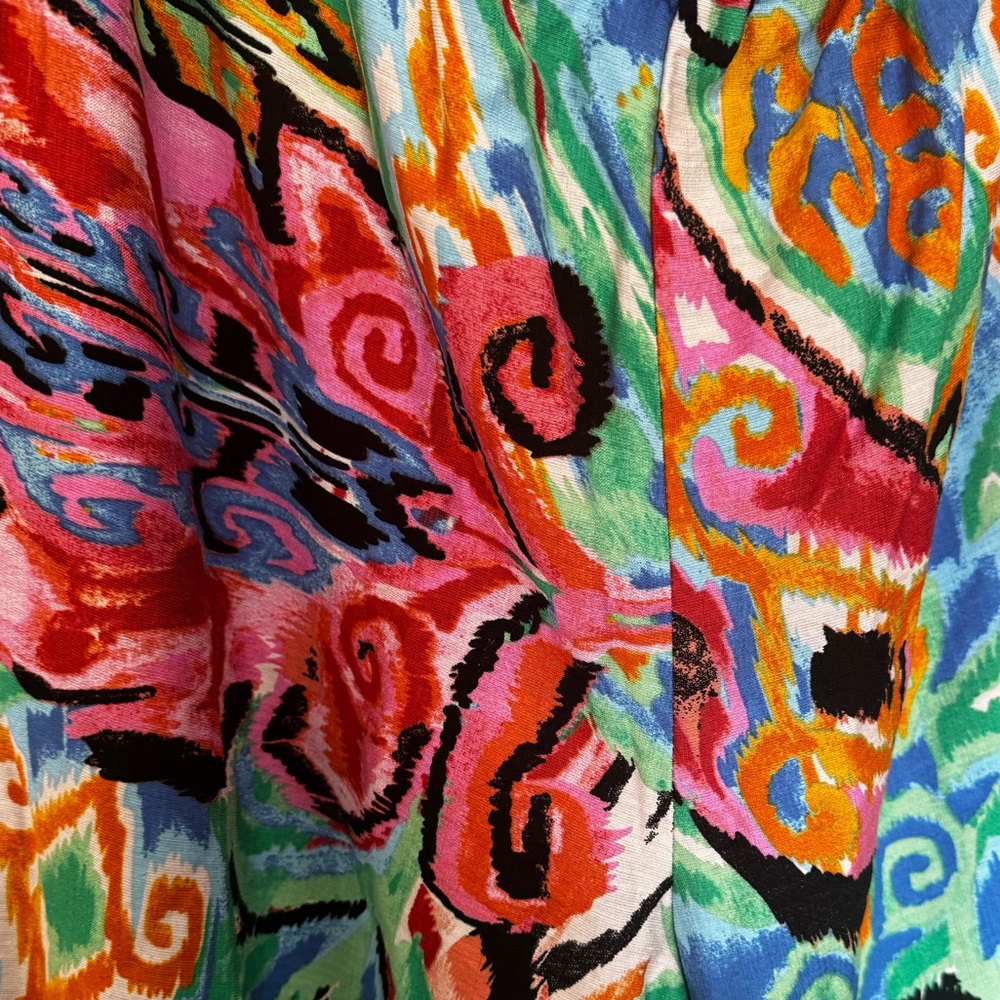 Caleooa Abstract Print Wide Leg Pants NWT Size L | Colorful Resort Palazzo Pant - Picture 3 of 7